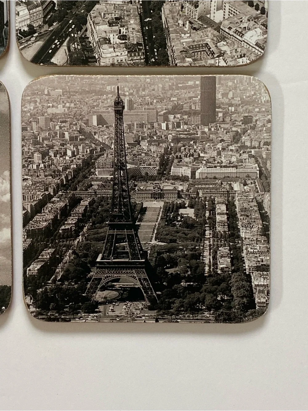 Paris Coasters Scenes France Set Of 6 Cork Back EUC Eiffel Tower Moulin Rouge